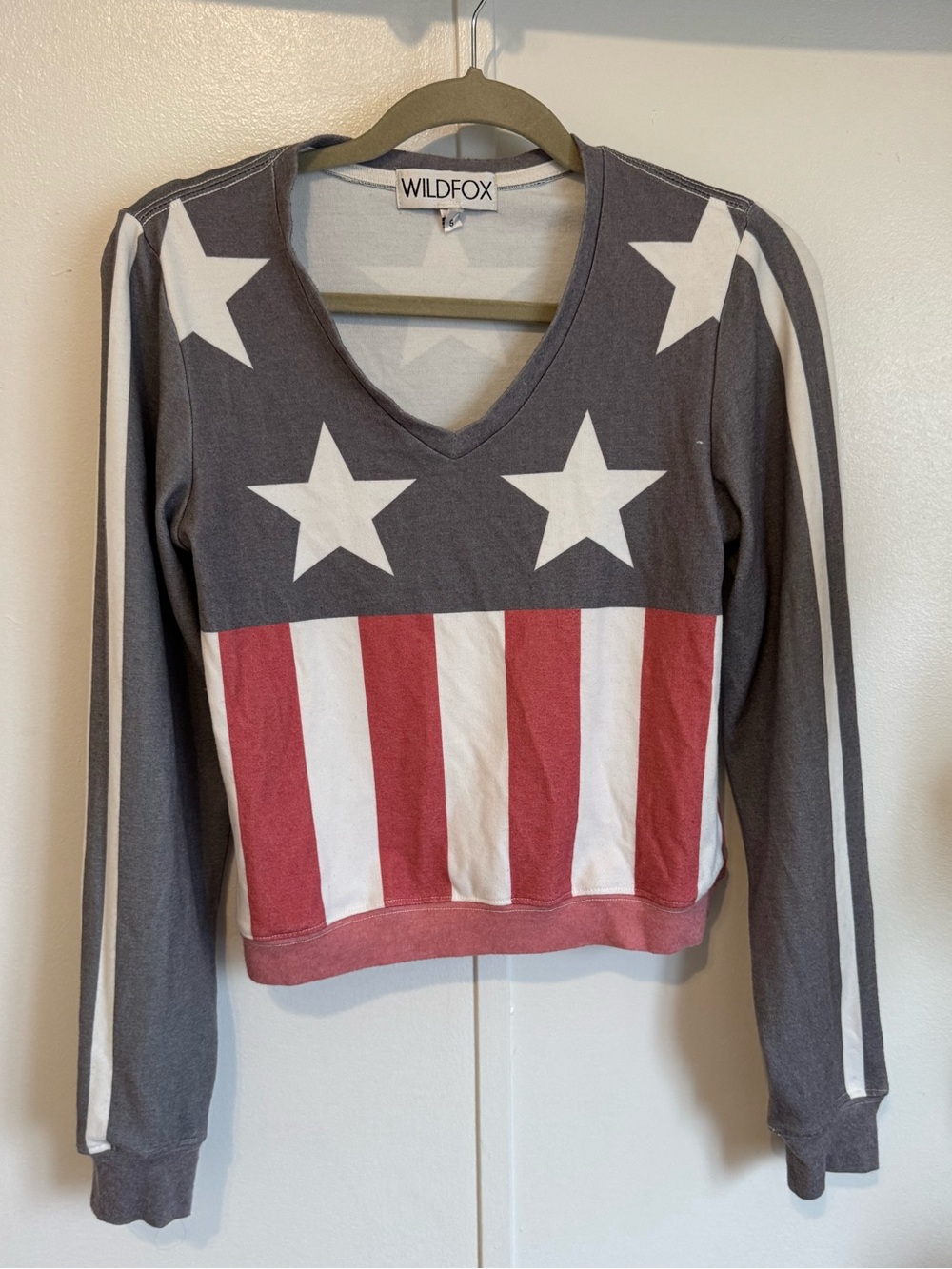 Rare Wildfox Stars and Stripe V-Neck Baggy Beach Jumper